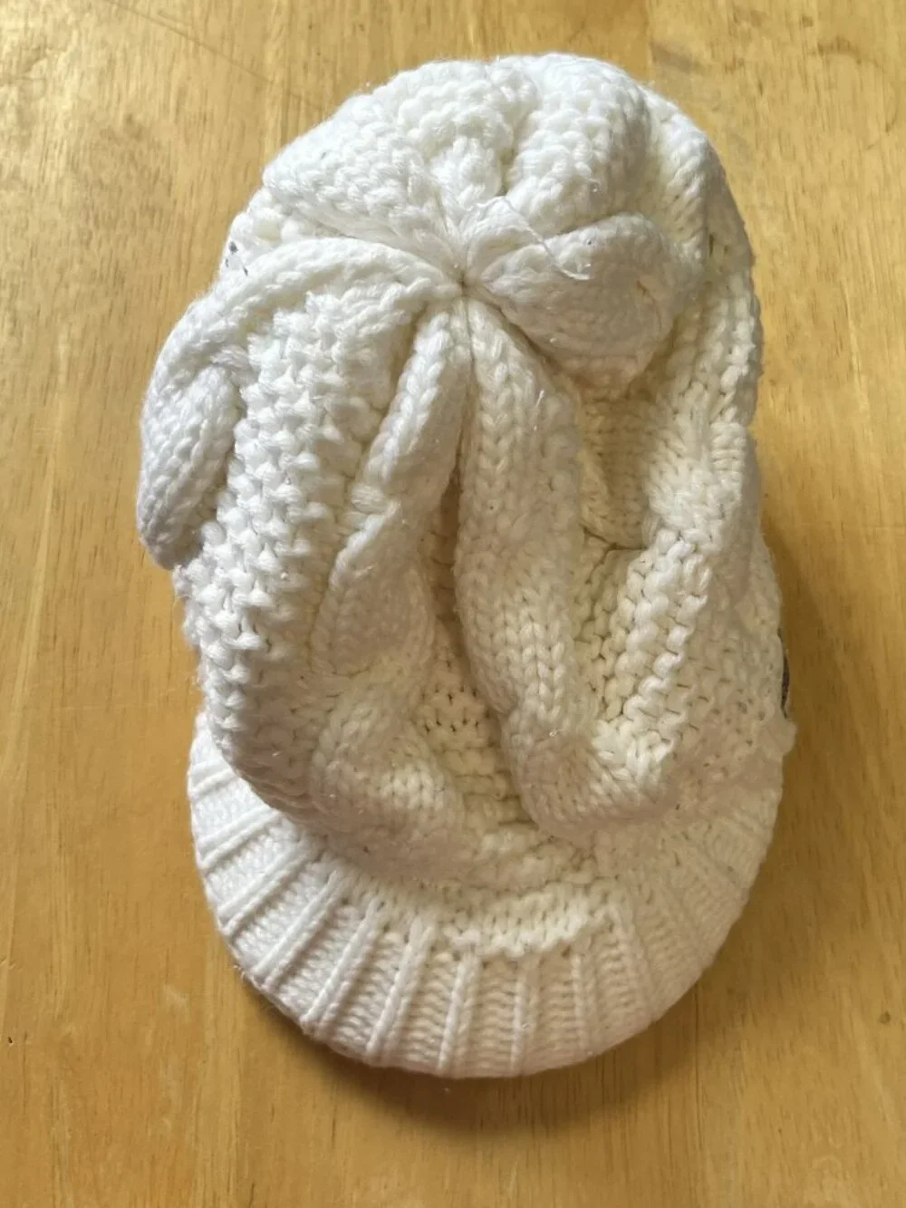Bula Cable Knit Beanie Hat with Rim Women's One Size White Cream Lined